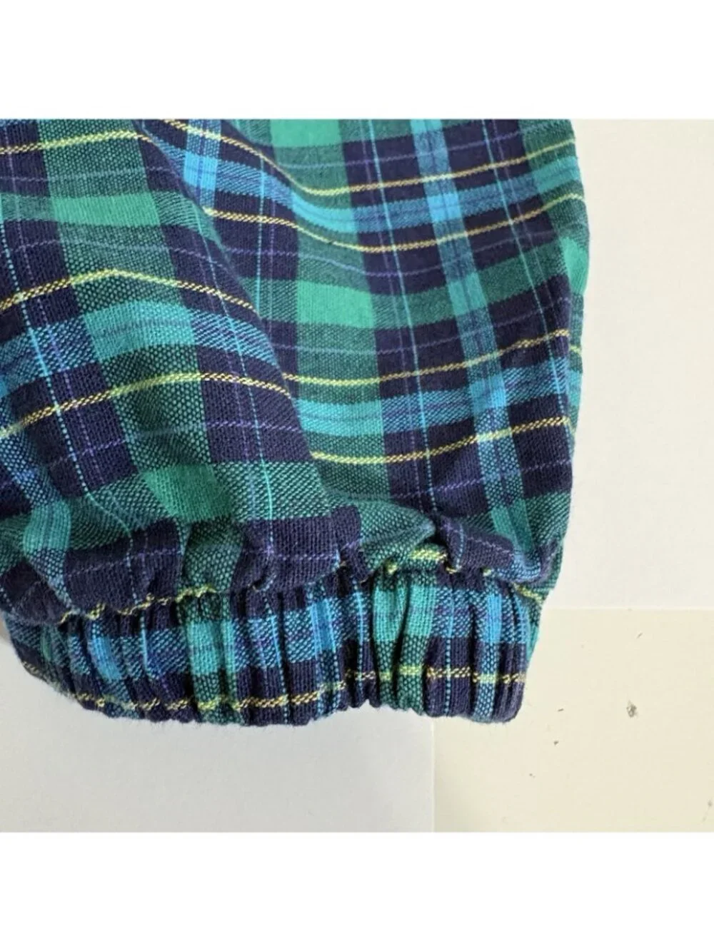 Michael James Green Blue Plaid Train Vintage 90’s Romper